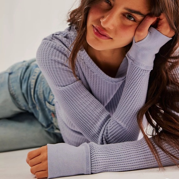 FREE PEOPLE We The Free Roll With it Thermal Icelandic Blue XSmall - Picture 2 of 8